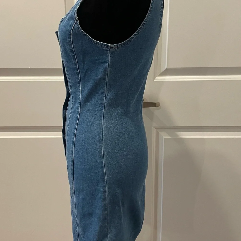 Blue Denim Button-Front Tank Dress - Picture 3 of 5